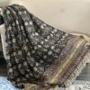 Handmade Boho Black Floral Throw Blanket for Couch