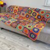 Handmade Throw Blanket Colorful African Flower Beadspread Cotton Crochet Afghan Granny Throw Hausewarming Gift Iconic Home Decor