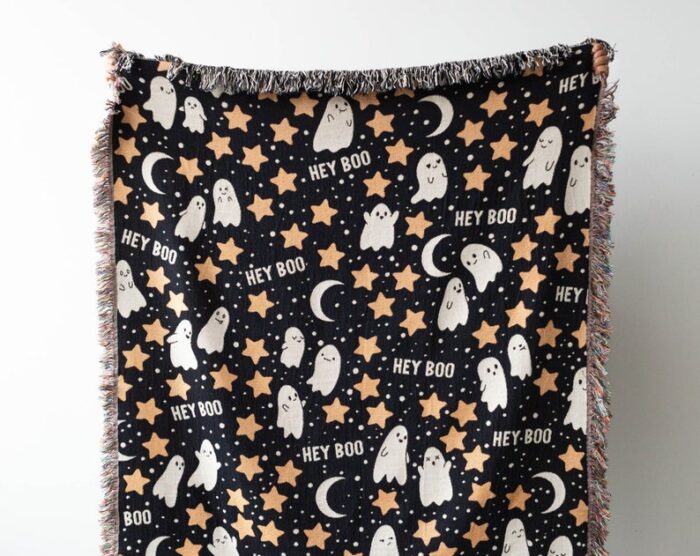 Hey Boo Ghosts Throw Blanket: Cozy Halloween Decor