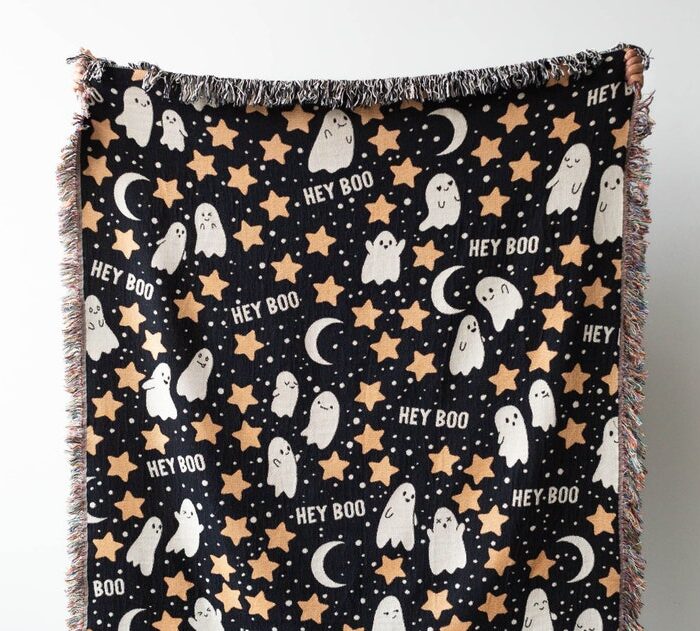 Hey Boo Ghosts Throw Blanket: Cozy Halloween Decor