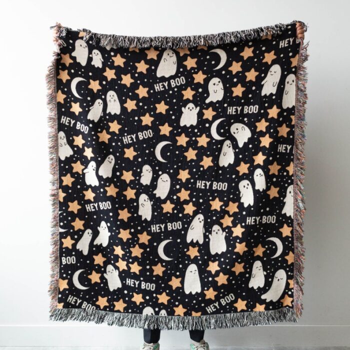 Hey Boo Ghosts Throw Blanket: Cozy Halloween Decor