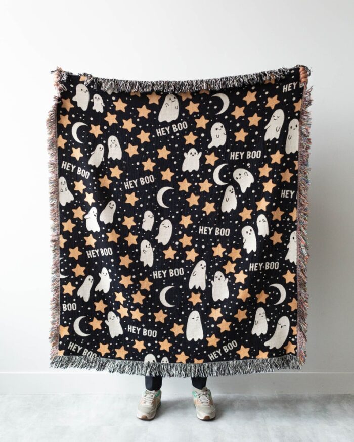 Hey Boo Ghosts Throw Blanket: Cozy Halloween Decor