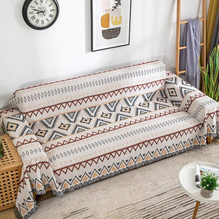 Indian Geometric Blanket Reversible Sofa Cover