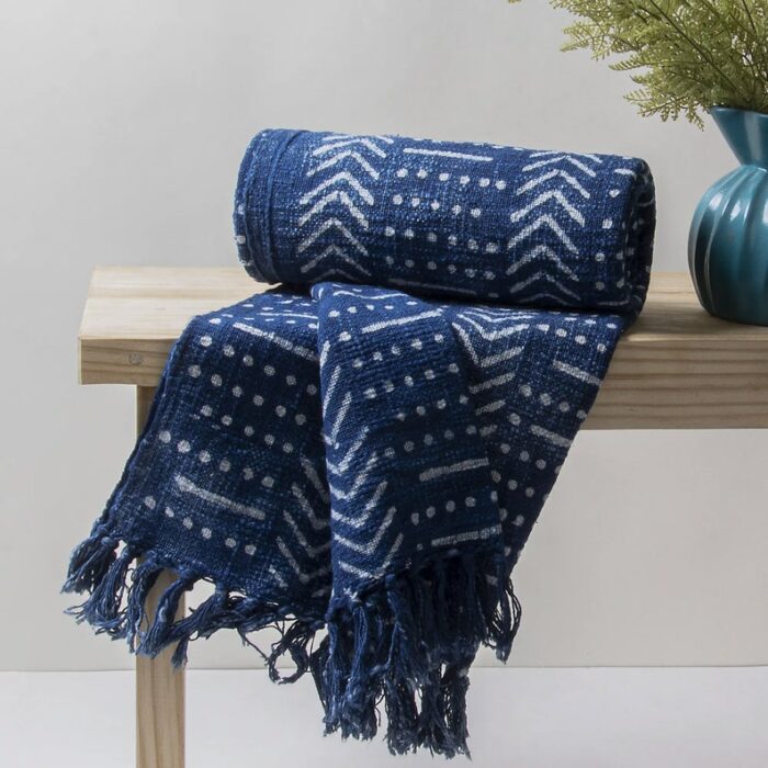 Indigo Cotton Throw Blanket