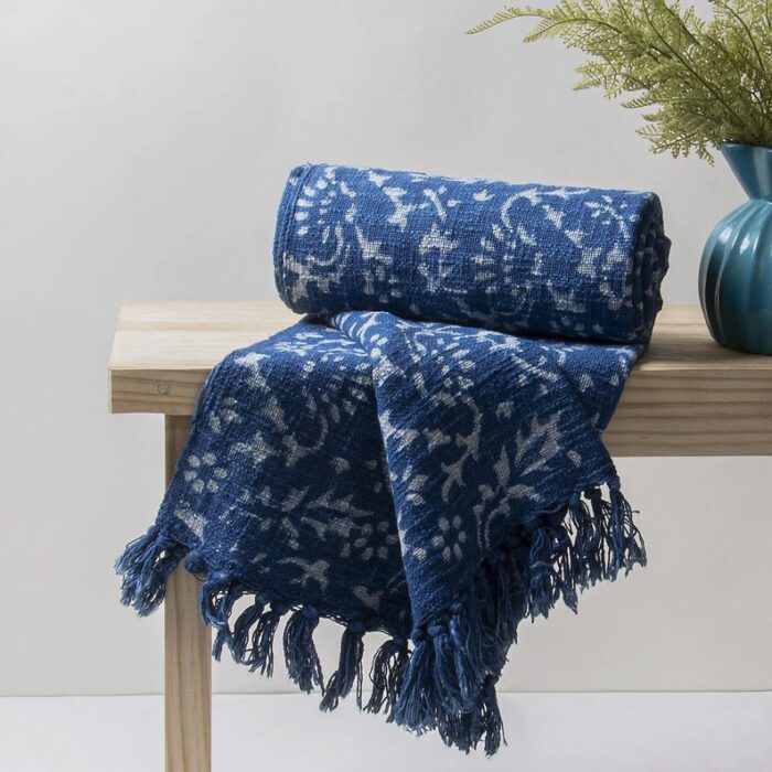 Indigo Cotton Throw Blanket