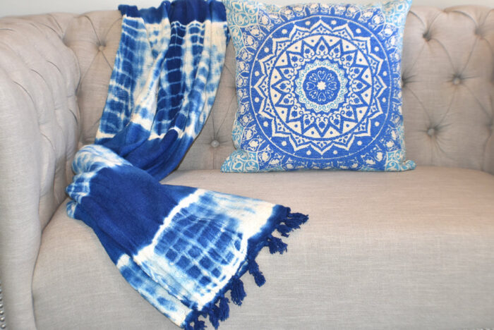 Indigo Tie And Dye Cotton Sluby Bohemian Throw