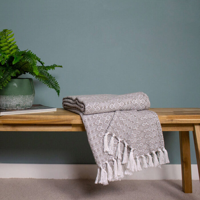 Jewel Herringbone Throw Grey