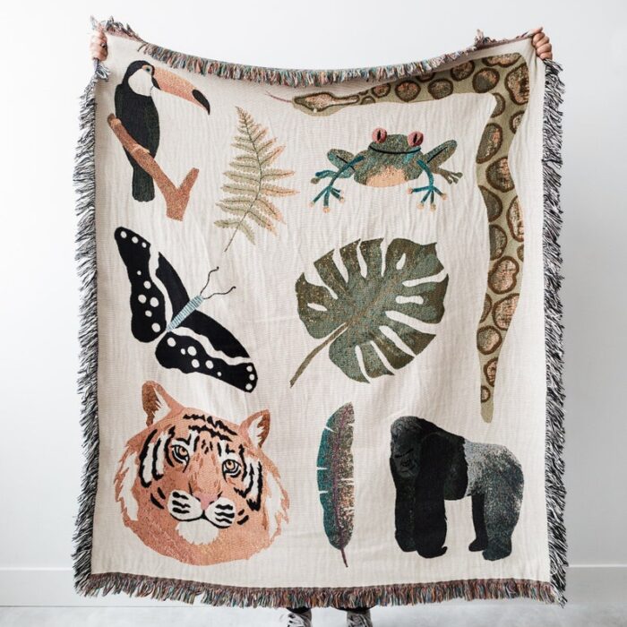 Jungle Blanket: Woven Cotton Throw