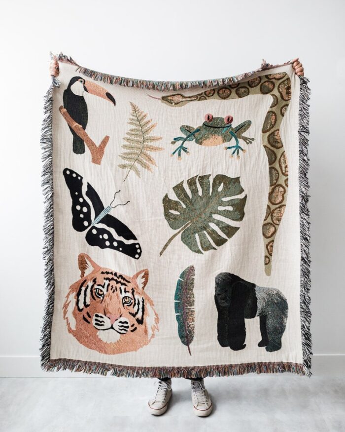 Jungle Blanket: Woven Cotton Throw