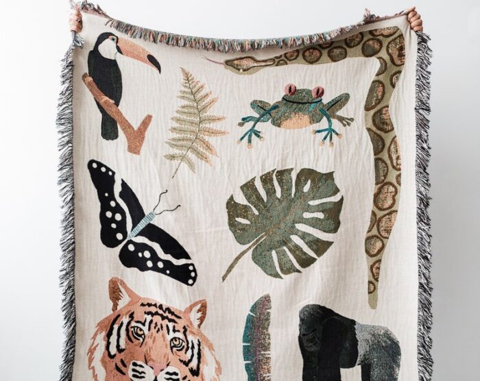 Jungle Blanket: Woven Cotton Throw