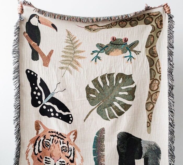 Jungle Blanket: Woven Cotton Throw