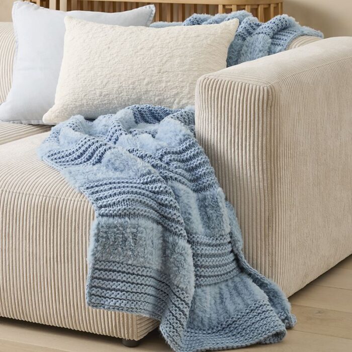 Kirby Blue Rain Stripe Throw