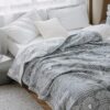 Large Reversible Grey Scandi Nordic Sofa Throw Blanket Boho Throw Bed Blanket