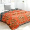 Large Reversible Nordic Scandi Floral Cotton Bedspread Throw Blanket