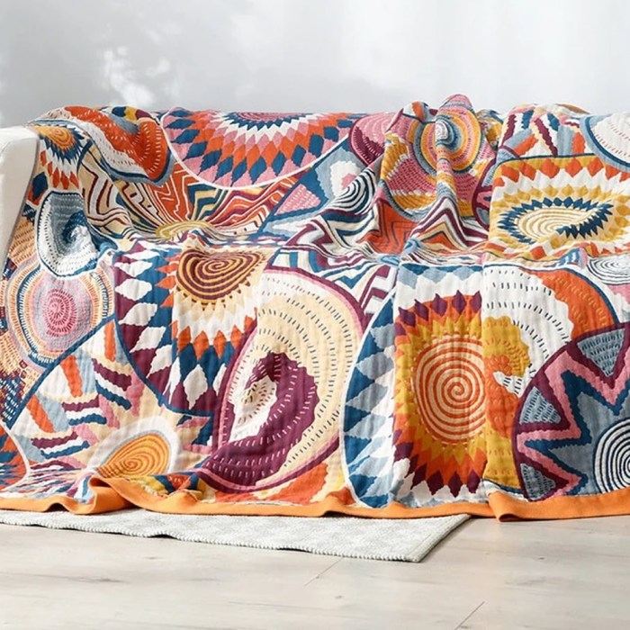 Large Reversible Scandi Nordic Sofa Throw Blanket Boho Throw Bed Blanket