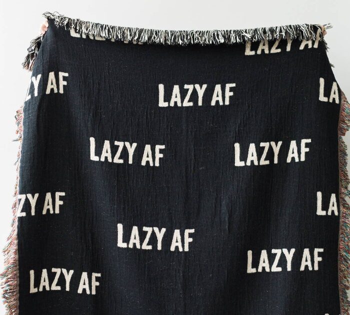 Lazy Af Woven Throw Blanket: Funny Novelty Blanket For Dorm Decor