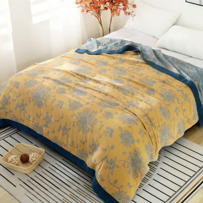 Lightweight Flower Print Cotton Sofa Blanket