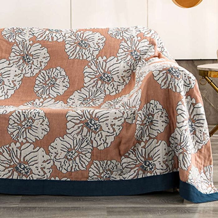 Lightweight Peony Cotton Reversible Blanket