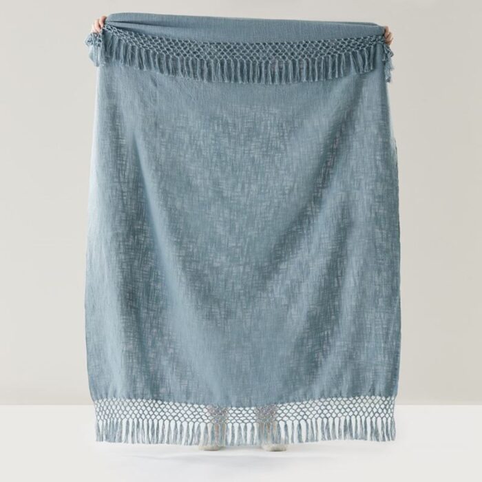 Macrame Blue Rain Knot Throw