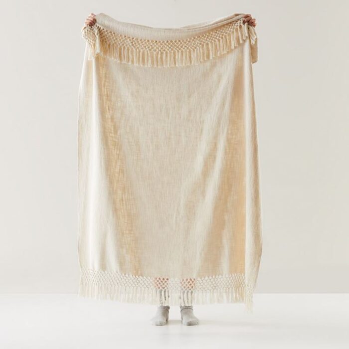 Macrame Natural Knot Throw