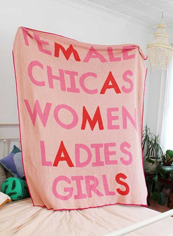 Mamas Pink Blanket - Ladies Girls Chicas Women - Fuchsia and Blush Knit Throw - Decor - Best Friend Gift - Girl Power - Female Empowerment