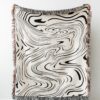 Marble Throw Blanket: Black & Off White Woven Throw