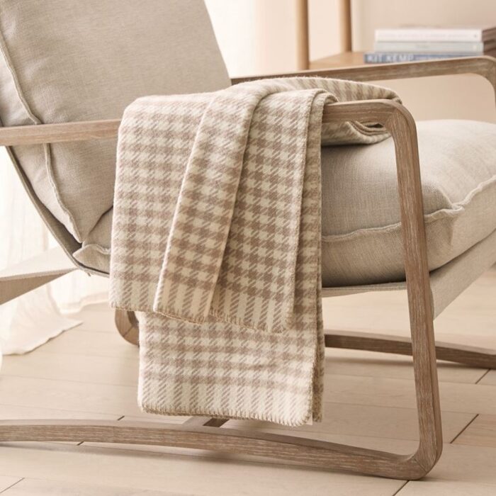 Mason Natural Houndstooth Wool Throw