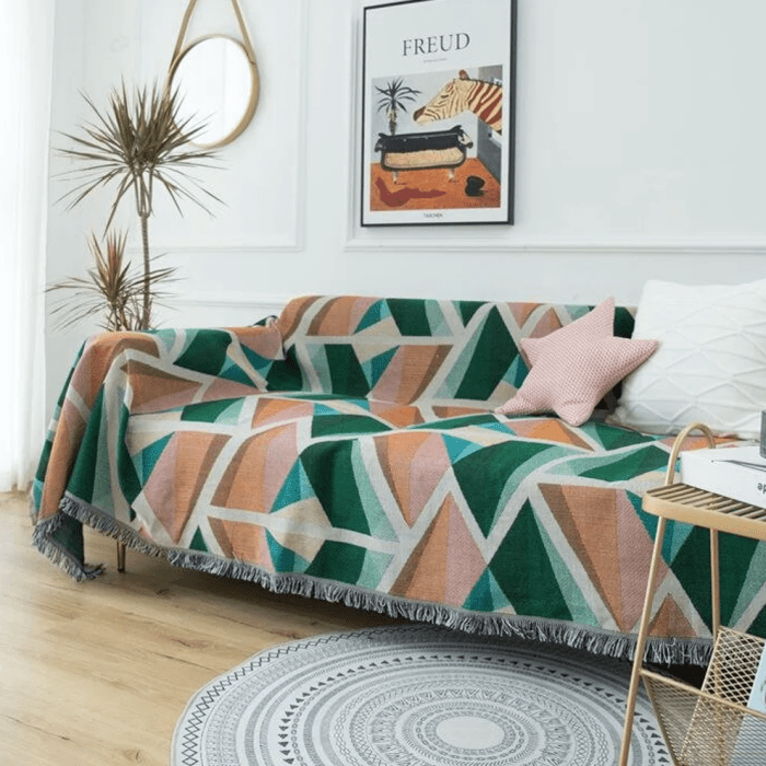 Mid Century Design Geometric Cotton Throw Blanket