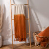 Mizu Dip Dye Fringed Throw Amber