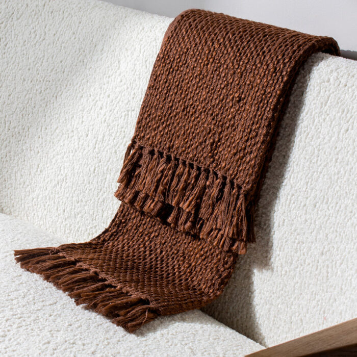 Morni Woven Fringed Throw Chestnut