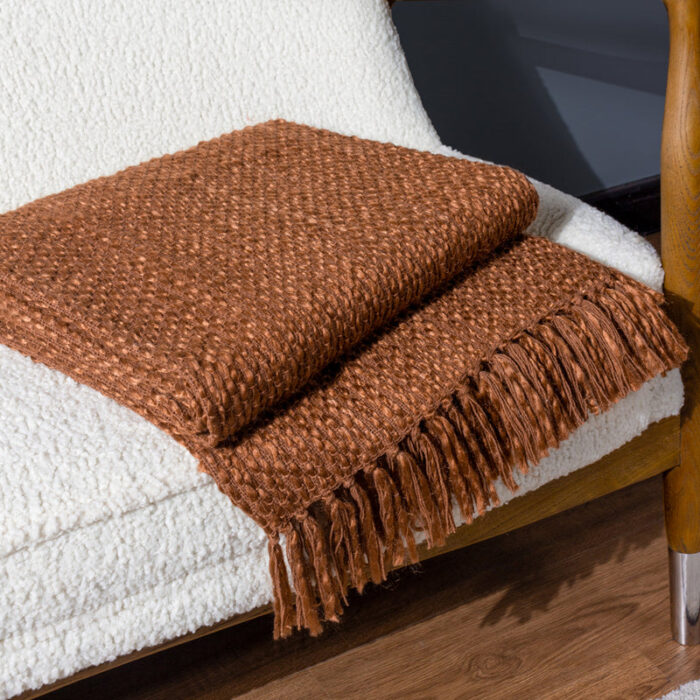 Morni Woven Fringed Throw Hazel