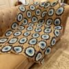 Mothers Day Gift Nazar Throw Crochet Evil Eye Bedspread Retro Charm Blanket Granny Afghan Tv Blanket Statement Home Decor