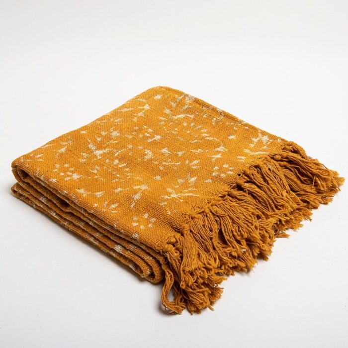 Mustard Yellow Soft Cotton Throw Blanket