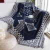 Navy Blue & White Aztec Blanket Throw