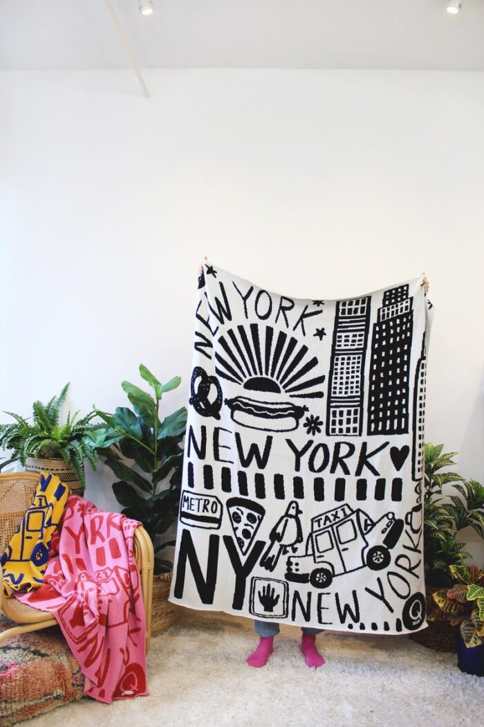 New York Knit Throw Blanket - Classic Black and White Decor - Cozy Gifts - New York City Print