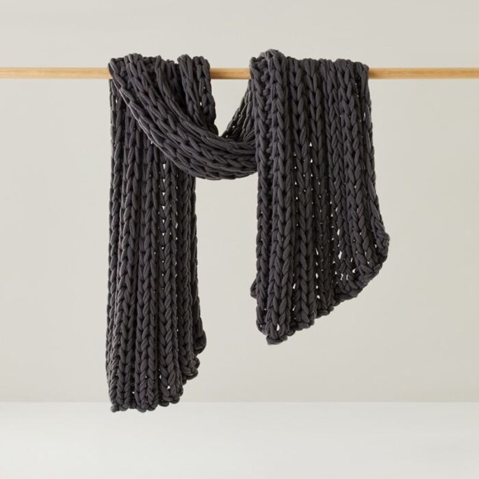 Newport Coal Chunky Knit Throw