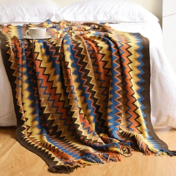 Nordic Knitted Blanket Sofa Throw Blanket Boho Knitted Sofa Blanket