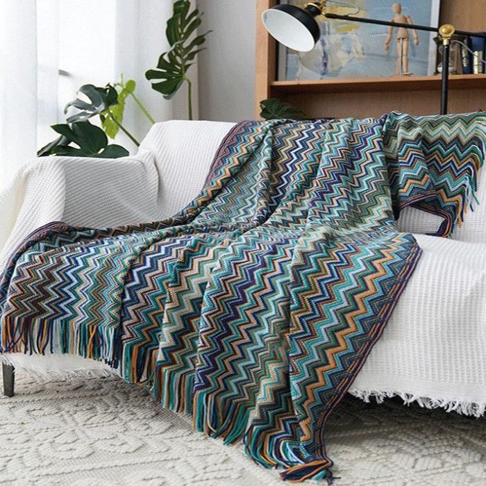 Nordic Knitted Blanket Sofa Throw Blanket Throw Fringed Bed Throw