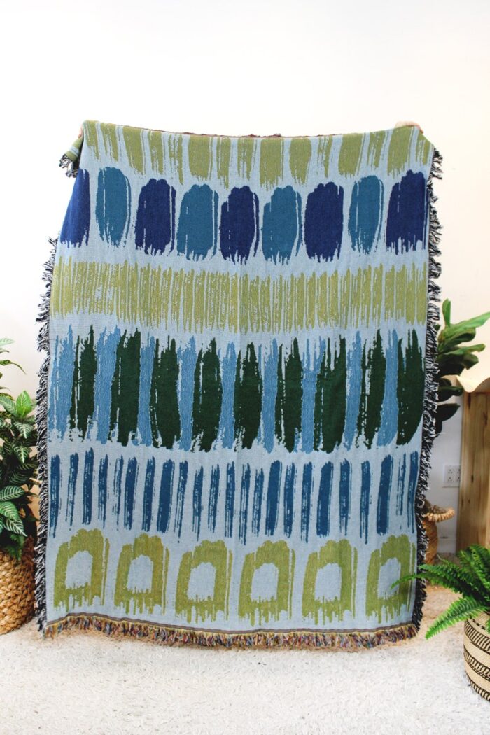 Paint Swatches Tapestry Blanket - Boho Colorful Home Decor - Home Decor - Abstract Throw Blanket - Blue - Green - Paint Streaks