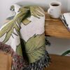 Palm Leaf Woven Throw Blanket - Floral Banana Leaf Tropical Decor