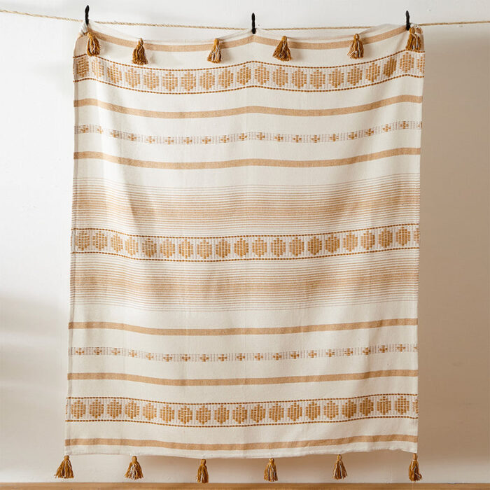 Pangea Tasselled Throw Ochre