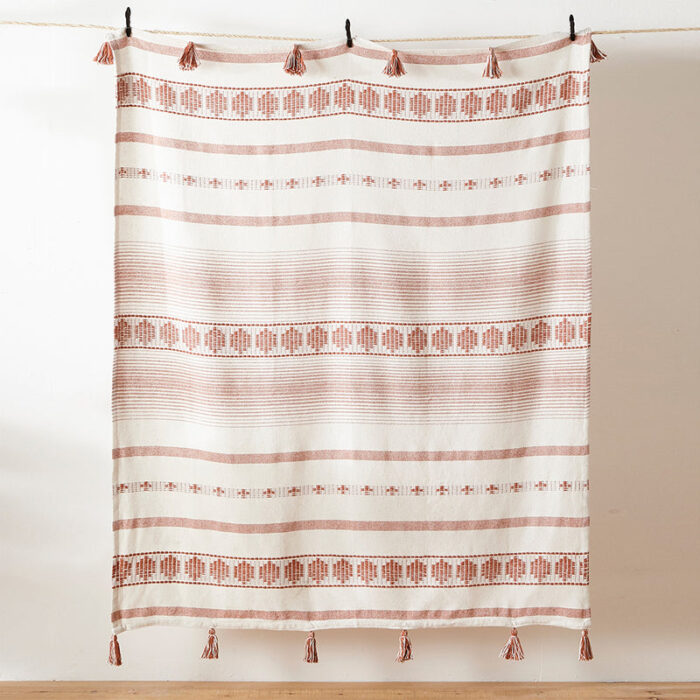 Pangea Tasselled Throw Terracotta