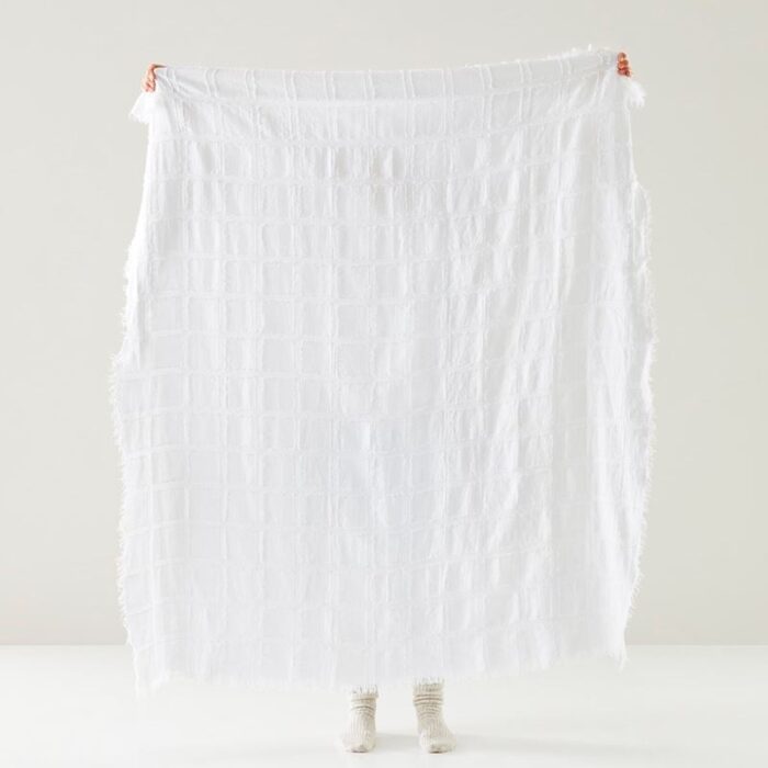 Pasquale White Linen Throw