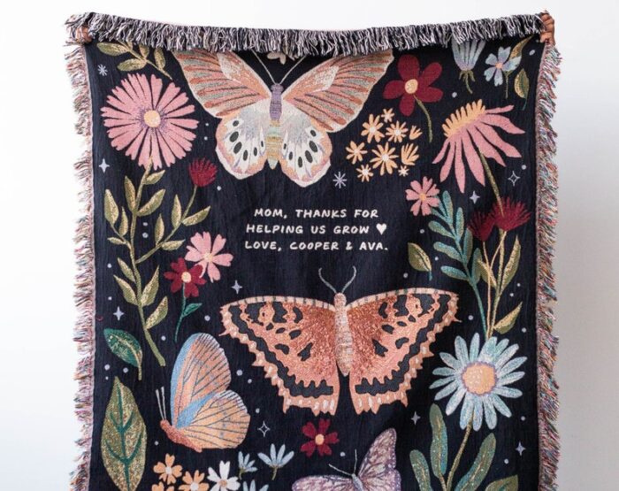 Personalized Gift Blanket: Butterfly Woven Throw