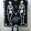 Personalized Skeleton Blanket: Til Death Do Us Part Woven Throw