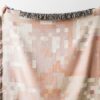 Pink Pixel Blanket: Peach + Nude Abstract Woven Cotton Throw