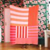 Pink and Red Stripes - Patchwork Mix and Match Merino Wool Blanket in Pinks