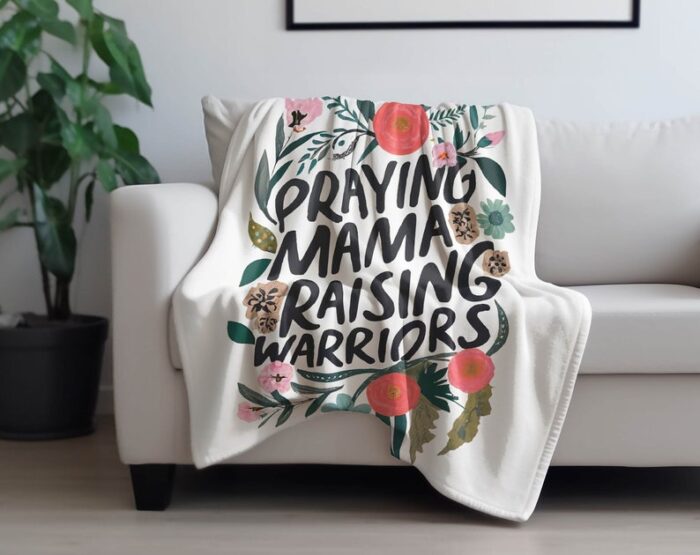 Praying Mama Raising Warriors Fleece Blanket