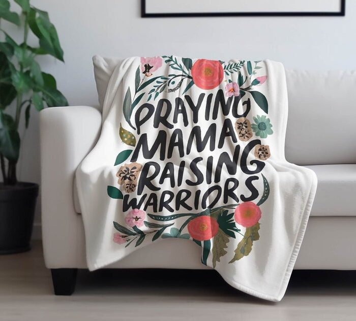 Praying Mama Raising Warriors Fleece Blanket