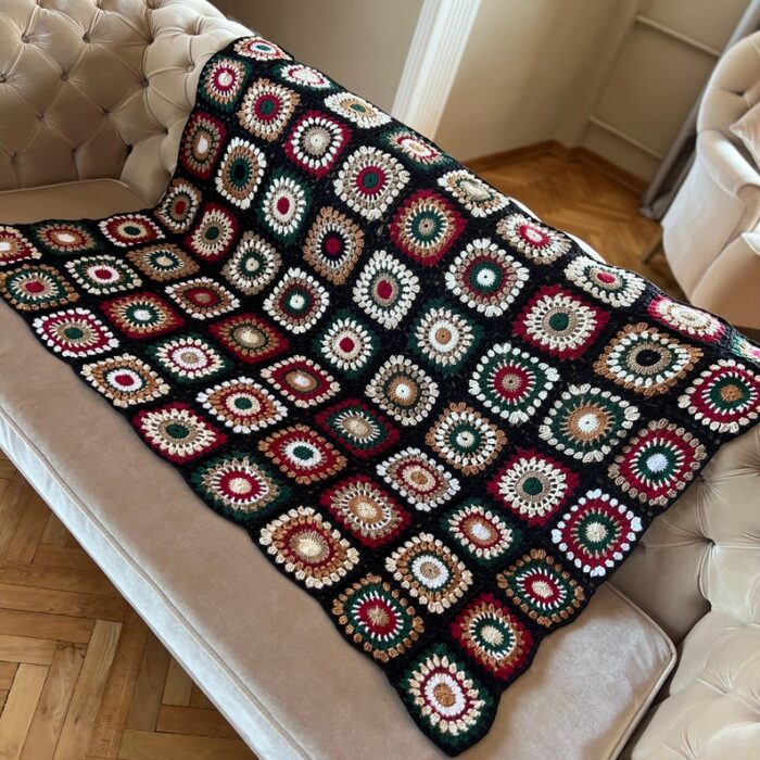 Retro Home Decor Afghan Blanket Throw Crochet Granny Throw Trend Bedspread Handmade Couch Throw Gift For Her